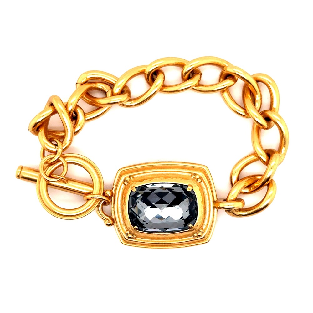 Brighton Peaceful Presence Grey Crystal Gold Tone Toggle Bracelet 7.5 Inch